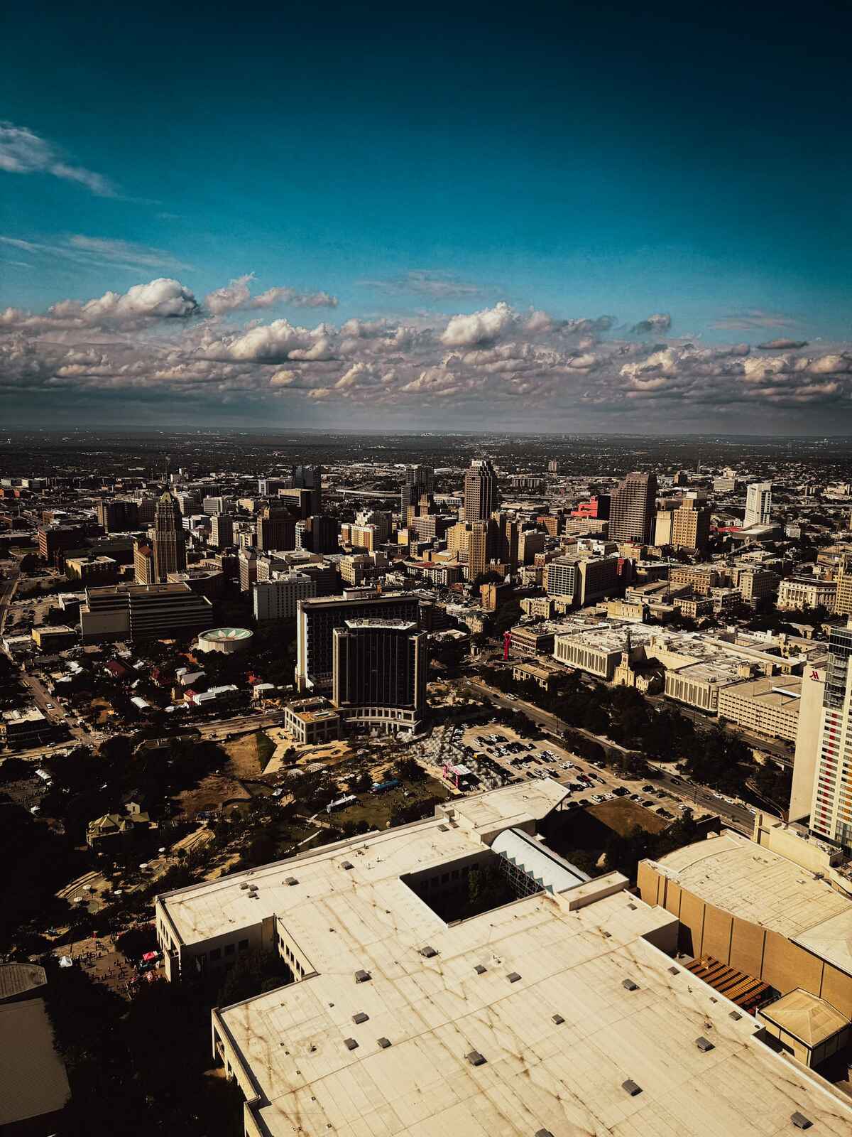 Aerial view over downtown San Antonio